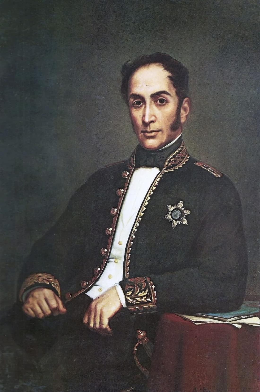 Retrato clásico de Simón Bolívar, el Libertador, con uniforme diplomático