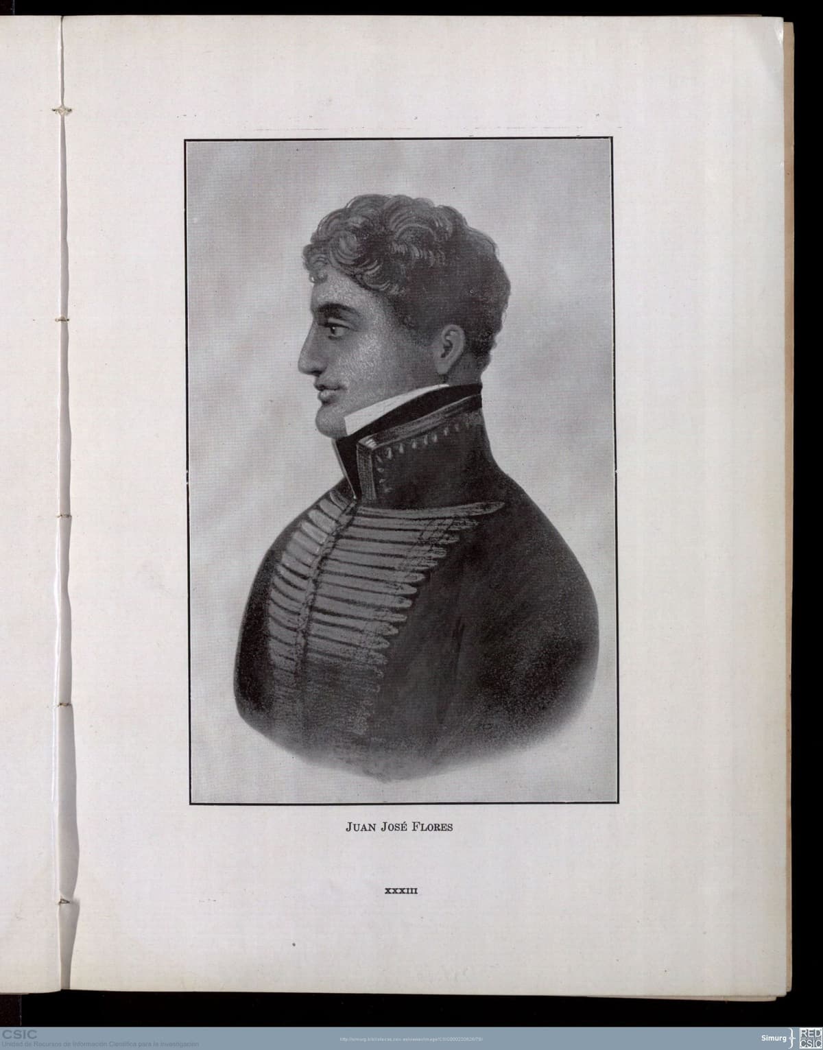 Retrato del general Juan José Flores, primer presidente constitucional del Ecuador