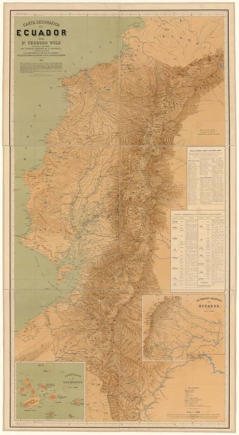 Carta geográfica del Ecuador de 1892 elaborada por Teodoro Wolf