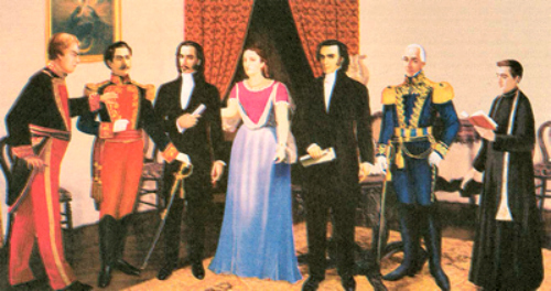 Óleo de la reunión de los próceres en la casa de Manuela Cañizares, 10 de agosto de 1809