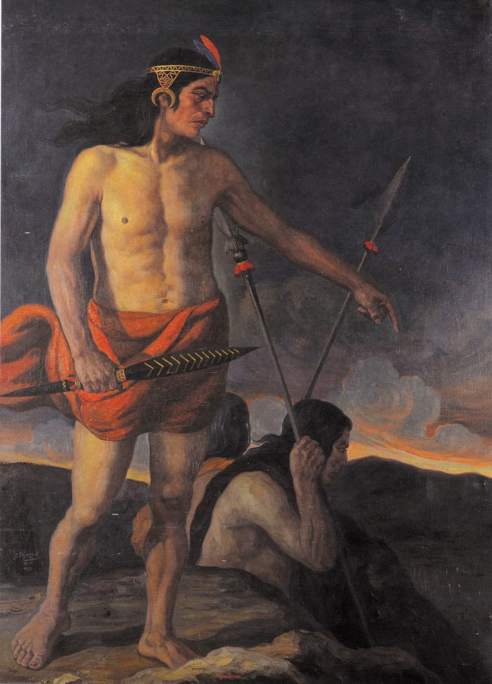Óleo de Rumiñahui, general inca que resistió la conquista española